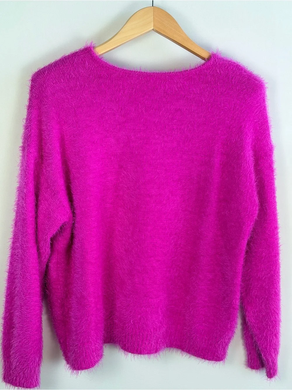 Justice Fuzzy Knit Sweater XL Plus Pink Eyelash Cozy Soft Girl V Neck